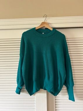 Teal Ribbed Crewneck Women's Sweater